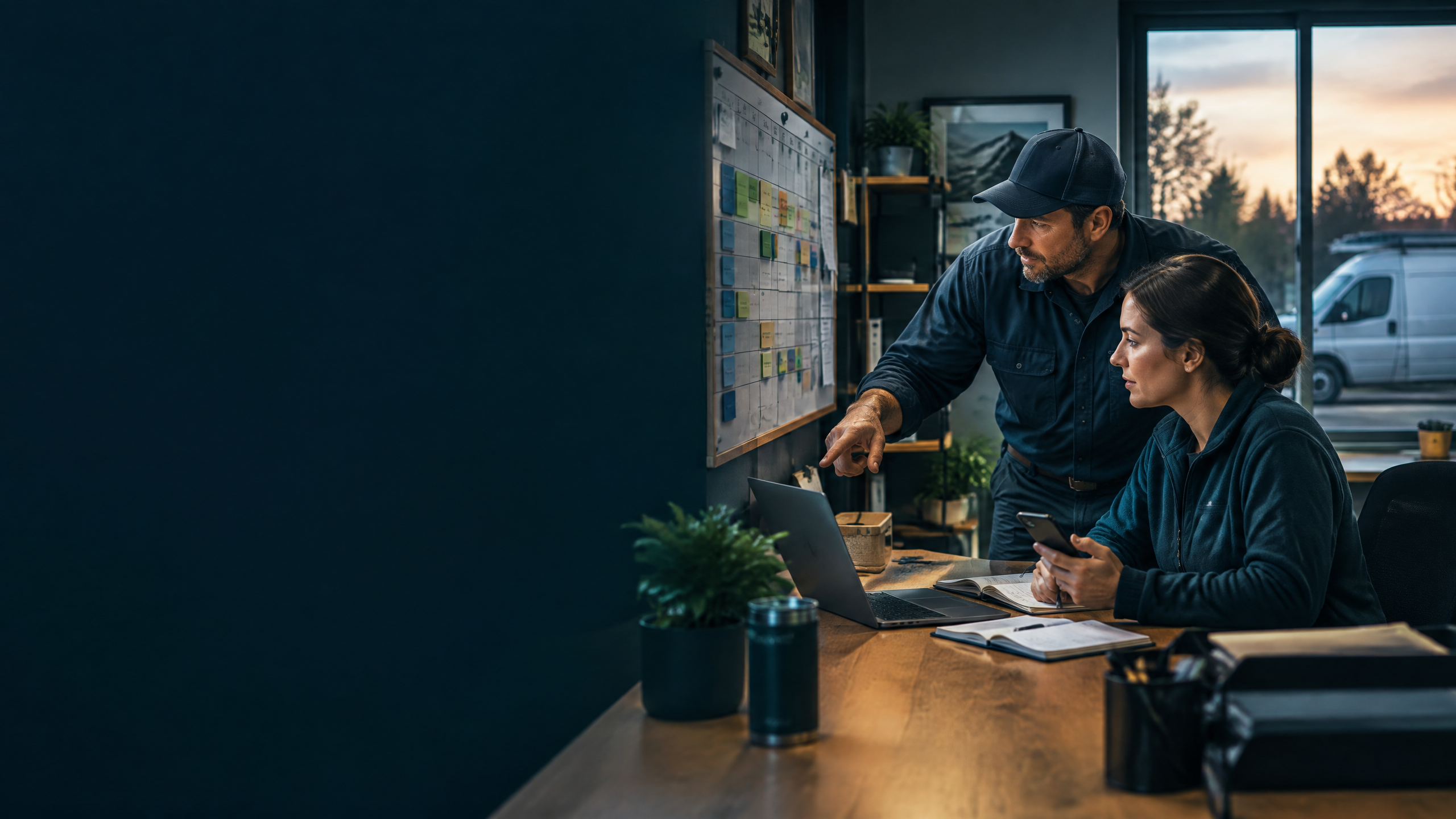 Service-business team coordinating customer requests