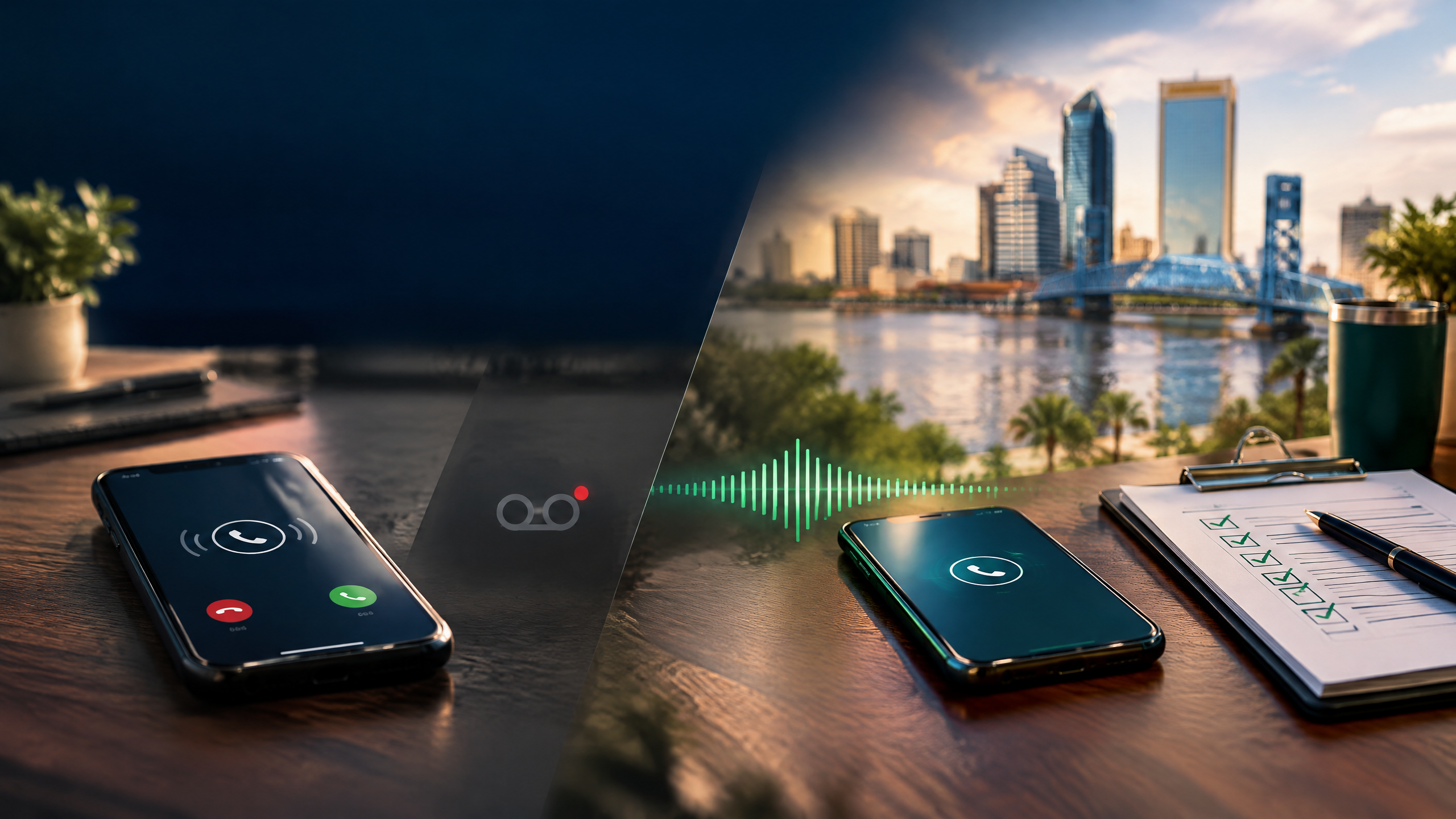 Jacksonville phone lead path contrasting voicemail and a live AI-assisted handoff